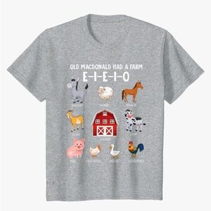 New Gray Farm Animal Kids T-Shirt